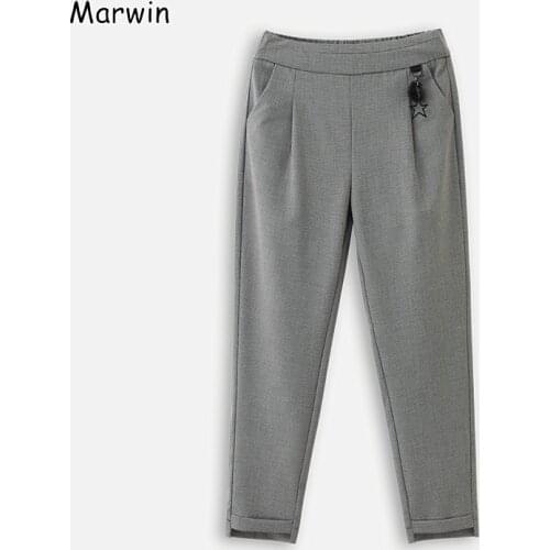 Marwin 2020 New-Coming Spring Empire Casual High Street Fashion High Elastic Waist Pants Solid Office ladies Middle Aged Pants
