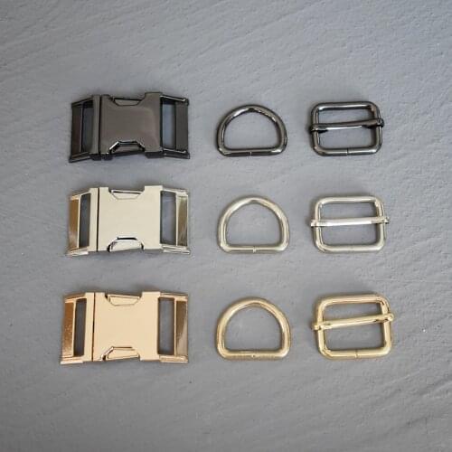 20 Sets 25mm Metal Belt Straps Adjust Slider Release Buckle D Ring Webbing For Pet Dog Collar Dog Leash DIY Accessories 25-3s