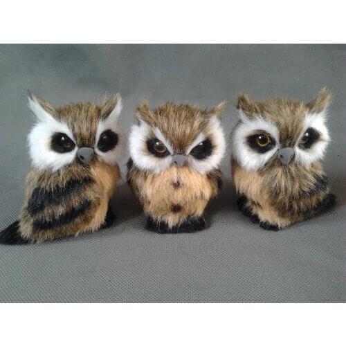 Simulation owl 7x9cm fur mini owl, one lot / 3 pieces toy, Cognitive model home decoration gift h1339