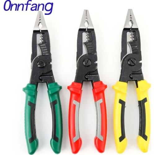 Multifunctional Electrician Pliers Long Nose Pliers Wire Stripper Cable Cutter Terminal Crimping Hand Tool Spring Design