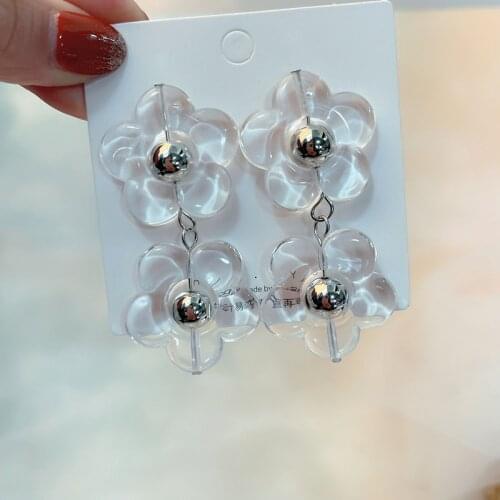 MWSONYA New Fashion Acrylic Transparent Flower Earrings for Women Elegant Vacation Party Dangle Pendientes Holiday Jewelry