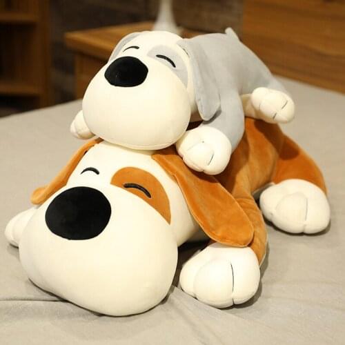 Soft Dog Plush Toy Stuffed Cartoon Animal Pooch Doll Lying Dog Pillow Cushion Sleeping Pillow Baby Children Birthday Gifts