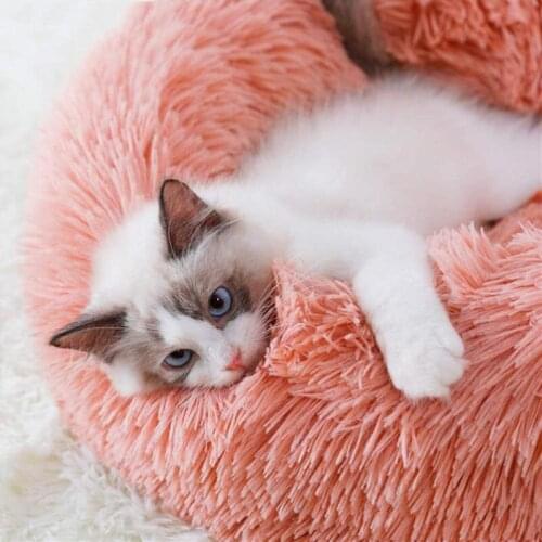 Soft Cat Litter Non-Slip Nest Plush Round Dog Mat Kennel Sleeping Bed Four Seasons Teddy Corgi Universal Pet Basket Sofa House