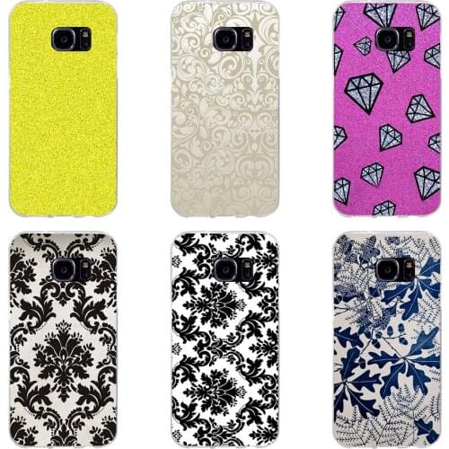 89H black and white flower wallpaper Soft TPU Silicone Cover Case for samsung Galaxy s6 s6 s7 edge s8 s9 plus case