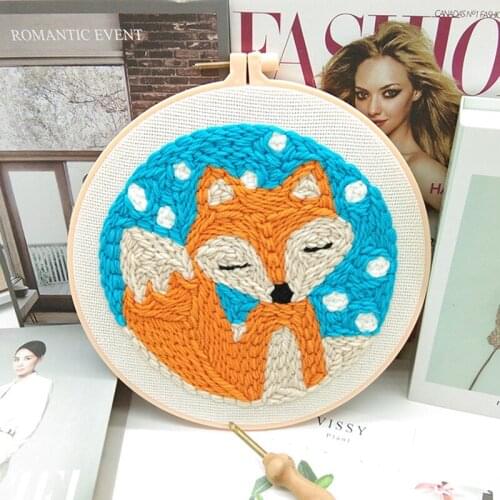 DIY Cartoon Animals Punch Needle Embroidery Kit 10 Styles Punchneedle Cross Stitch for Beginner Handcrafted Decoration for Home