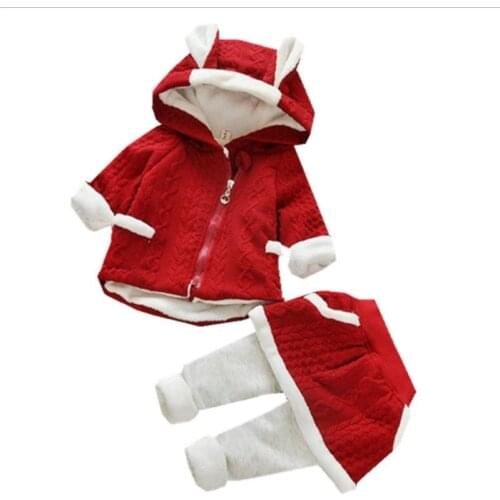 New Winter Baby Girl Clothes Fashion Children Thick Hooded Jacket Pants 2Pcs/sets Infant Toddler Casual Costume Kids Tracksuits