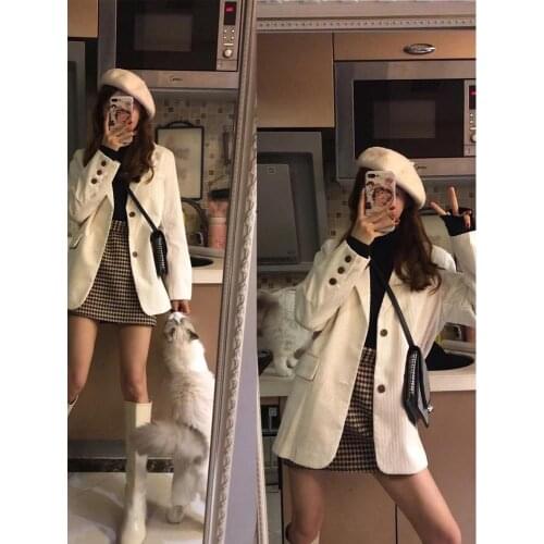 2020 New Early Spring Short-Height Dress Outfit Western Style High Suit Korean Spring Suit with Two-Piece Women