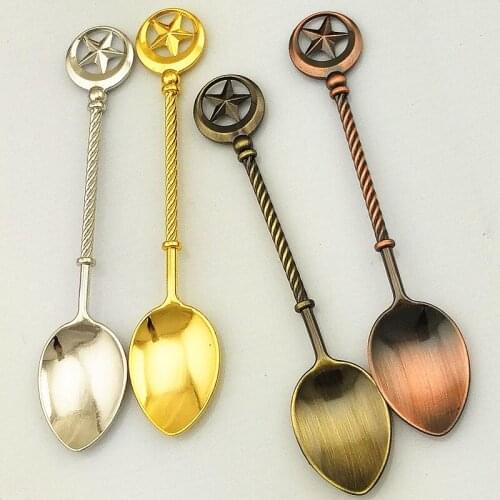 New Creative Retro Coffee Spoon Ice-cream Spoon/Jam Spoon Alloy Minor Rounder Star Set Dessert Spoon JY91