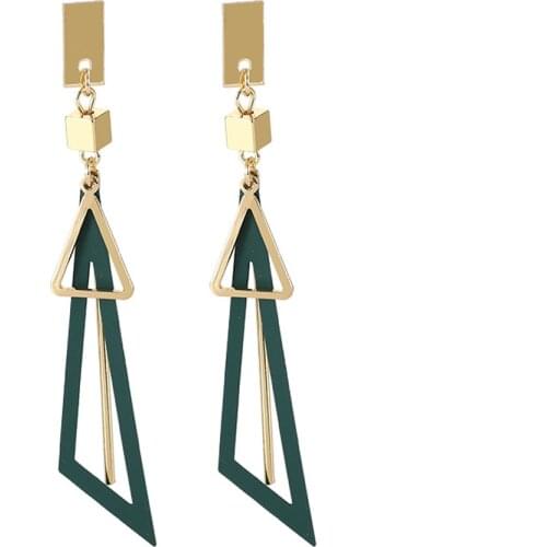 SUMENG New Fashion Korean Creative Wild Long Statement Geometric Triangle Tassel Dangle Drop Earrings Jewelry Gifts For Women