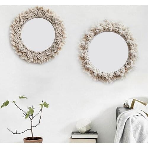 Hand-woven macrame mirror model room decoration vanity mirror home bedroom Espejos Decorativos Para Paredes mirror