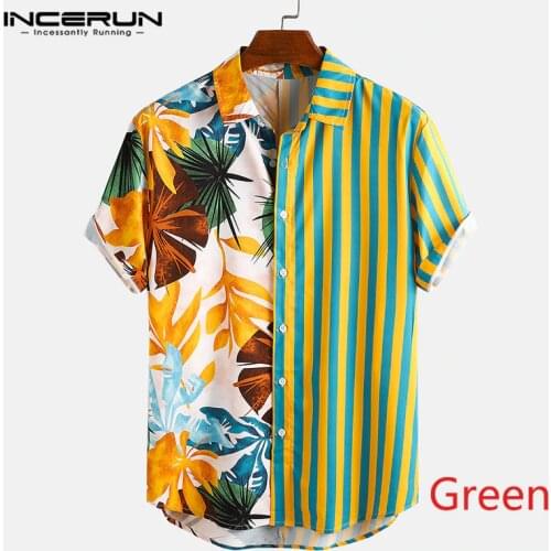 Men Ethnic Printed Shirts Short Sleeve Lapel Patchwork Shirt Casual Loose Soft Camisas Summer Hawaiian Holiday Blusas Plus Size
