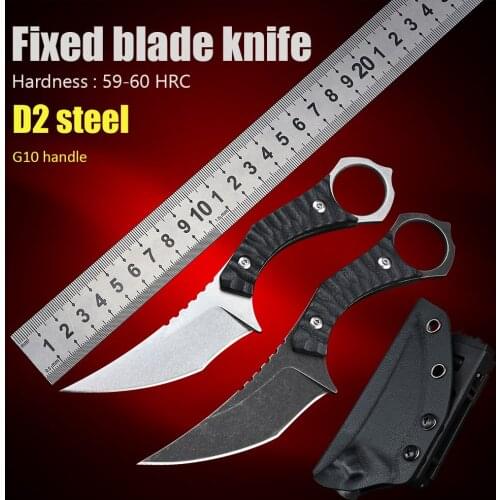 G10 Material D2 Steel Self Defense Weapons Outdoor Camping Utility EDC Tool Fixed Blade Hunting Survival Tactical Knife