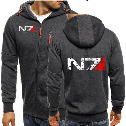 Games N7 Mass Effect 3 Zipper Cardigan Hoodies Men Systems Alliance Military Emblem Game Sweatshirts Women Streetwear Men Hoodie