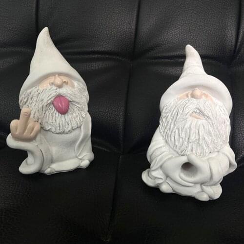 Garden Dwarf Decoration Resin Crafts White Robe Robe Dwarf Vertical Middle Finger Garden Landscape Decoration Creative Crafts