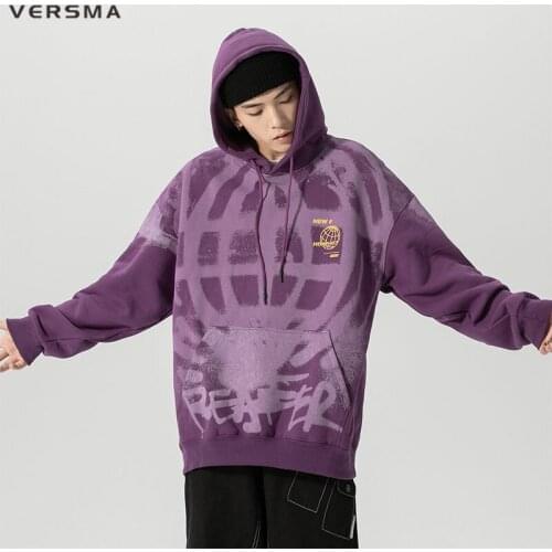 VERSMA Korean Ulzzang Graffiti Print White Hoodie Sweatshirt Men Trendy Streetwear Men Hooded Oversized Vintage Hoodie Male 5XL