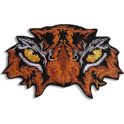 Embroidered Tiger Eyes Iron On Patch for Clothes Jackets Appliques Logo MC Cool Tiger Embroidery Sewing Animal Patches DIY