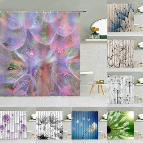 Dandelion Flower Shower Curtain Psychedelic Nature Themed Bathroom Decor Accessories Waterproof Fabric Curtains With Hooks Set