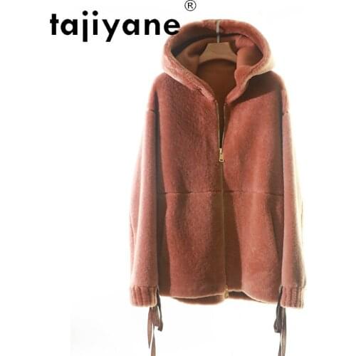 Women Coats Winter 2021 Real Fur Coat Woman 100% Wool Coat Genuine Sheep Hair Hooded Clothing Mujer Parkas TN494