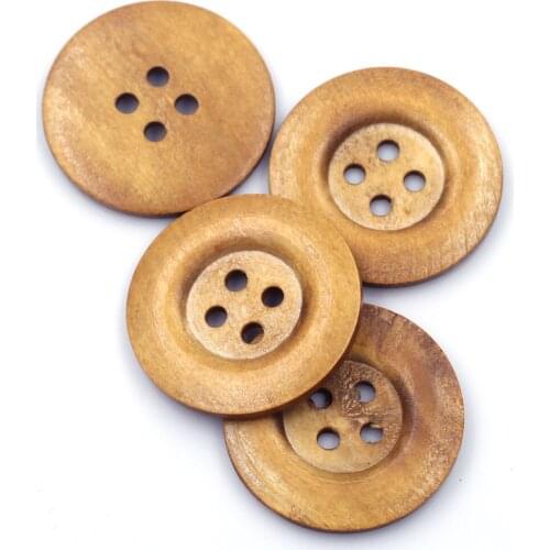 10Pcs Wooden Buttons Wood 4 Holes Round Crafts Scrapbooking Clothes Apparel Handmade Decoration For Sewing DIY Accessories 50mm