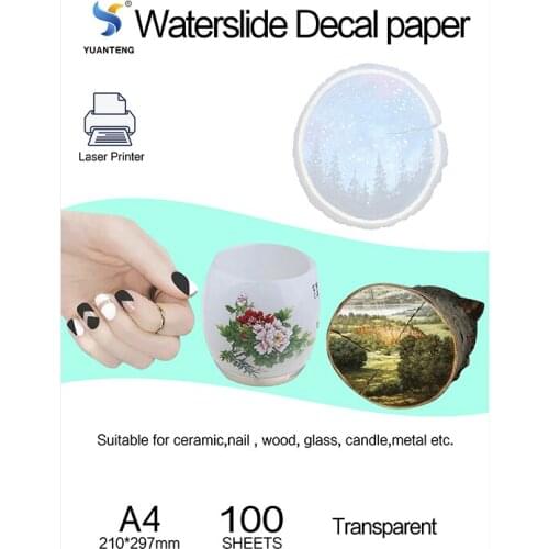 100pcs/lot) no need coating oil / spray Laser clear/transparent Water Slide Waterslide Decal Paper Water Transfer Paper For Mug