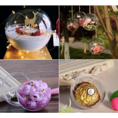 200pcs 5cm/8cm/10cm beauty transparent hanging christmas ball baubles clear plastic christmas ornaments fast shipping SN1145