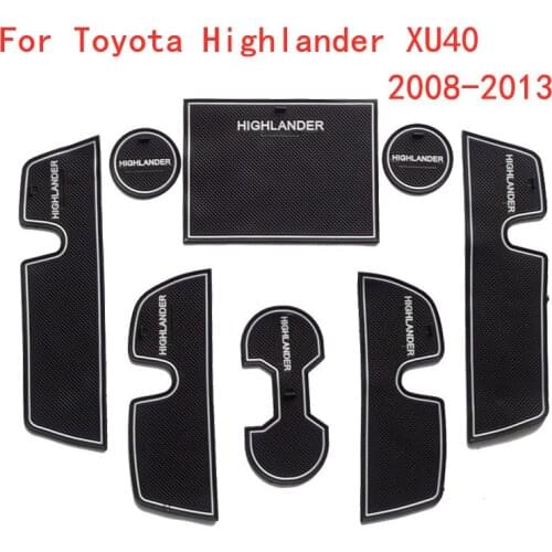 3D Rubber Mat For Toyota Highlander XU40 2008-2013 Lnterior Anti Slip Mat Door Slot Pad Cup Cushion Groove Mat Car Accessories