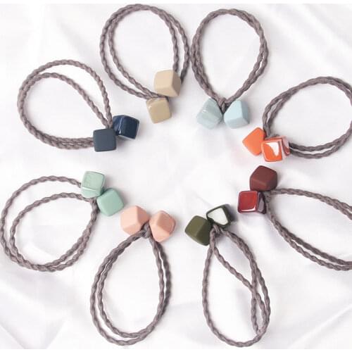 5Pcs/Set Frosted Square Heart Hair Rubber Bands For Women Girls Hair Accessories Candy Color Hair Ties Ponytail Holder Headbands