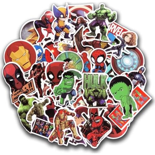 50 Pcs Cute Super Hero Stickers Cartoon Funny Graffiti JDM Sticker for Skateboard Laptop Luggage Furniture Decal Toy
