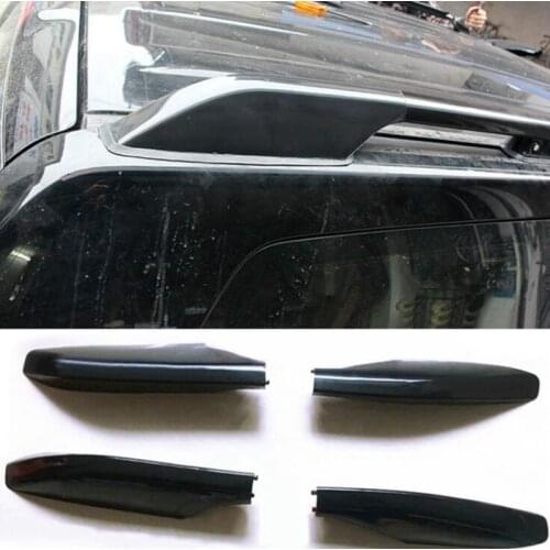 Black Abs Roof Rack Bar Rail End Protection Cover Shell 4Pcs For Toyota Land Cruiser Prado Fj120 2003 - 2009