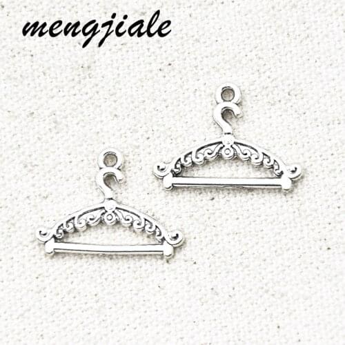 40pcs Antique Silver Color Clothes-Rack Charms Hanger Pendants For Necklace DIY Jewelry Making Accessories 24*18mm