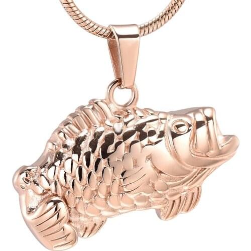 IJD10924 Stainless Steel Cremation Keepsake Fish Pendant for Ashes Urn Creative Women Men Memorial Souvenir Necklace Jewelry