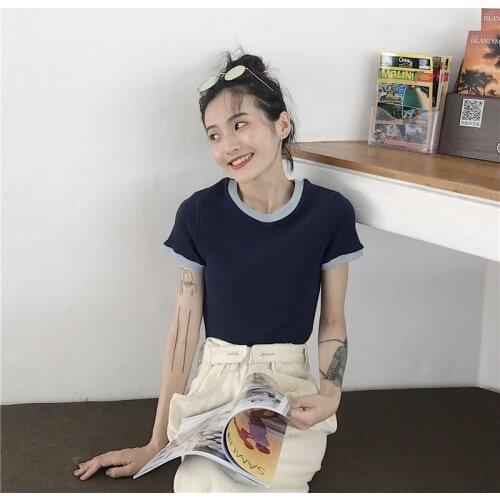 Make firm offers joker cultivate ones morality show thin color rib short sleeve T-shirt