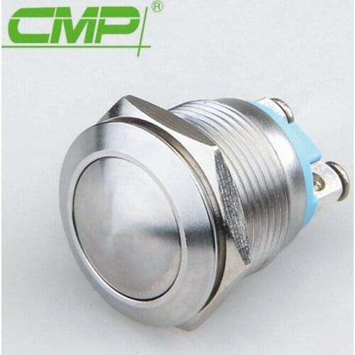 1919MM Metal Button Switch Spherical Waterproof Stainless Steel Copper Chrome Reset Terminal 1NO