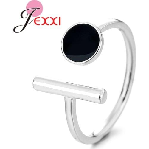 Fashion Simple 925 Sterling Silver Rings for Women Bar Round Adjustable Opening Party Rings Jewelry Birthday Gift Wholesale