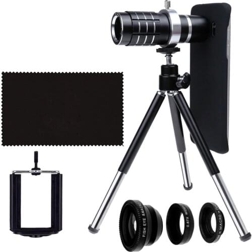 Deals 9 Piece Camera Photo Kits:Tripod Holder+Four Awesome Lenses+Cover Case For Apple iPhone 7 7 plus 8 8 PLUS