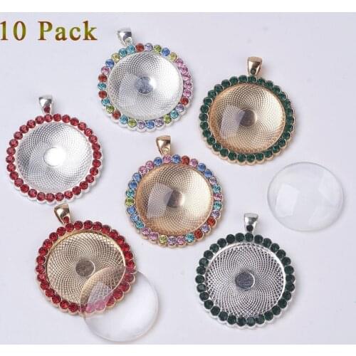 Photo Pendant Set Oval Pendant Trays Round Bezels with Glass Cabochon Round Clear Dome Tiles DIY Crafting Jewelry Gift Making