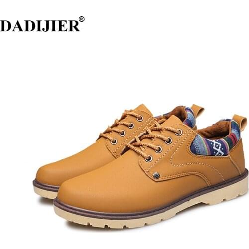 DADIJIER 2018 New Brand Fashion Boots Mens Casual Shoes PU Leather Shoes Spring Mens Wild New Tide Shoes Autumn Sneakers JH194