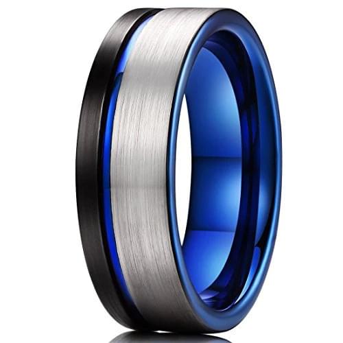 High Quality Simple Blue Black Mens Wedding Rings Mens Gifts Stainless Steel Jewelry Fashion Creative Jewelry