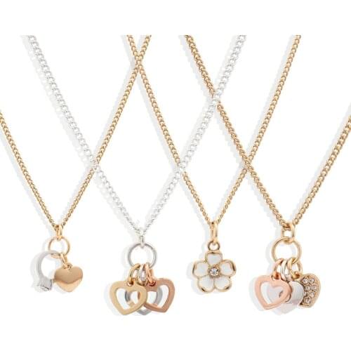 Rose Gold Color Heart Flower Pendant Necklace for Women Girls Fashion long Chain Choker Ssimple Necklace Jewelry 2021 New