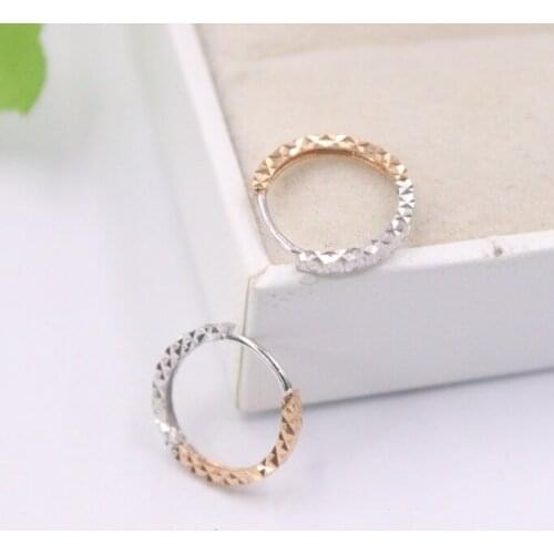 Real 18K White Rose Gold Earrings For Women Full Star Earrings 13mmDia Gift New