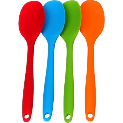 Kitchen Soup Spoons Silicone Spoon Mixing Spoon Cooking Utensils Long-handled Cake Putty Spatula Tableware