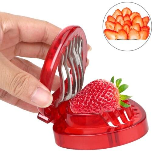 Strawberry Slicer Plastic Fruit Carving Tools Stainless Steel Blade Craft Salad Cutter Cake Cupcake Decoration Kitchen Gadgets