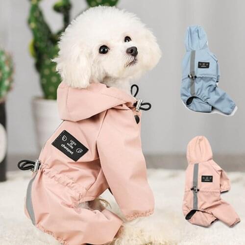 Reflective Puppy Dog Raincoat Waterproof Pet Jumpsuit for Small Dogs Yorkies Shih Tzu Overalls Cat Rain Coat chubasquero perro