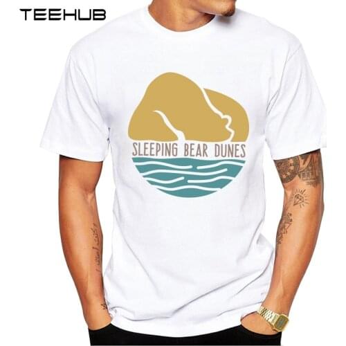 TEEHUB Mens New Fashion Sleeping Bear Dunes Design Short Sleeve T-Shirt Cool Tops Hipster Tee Shirts