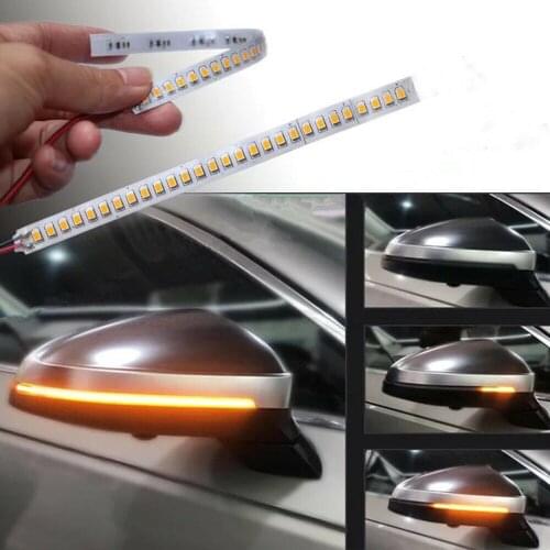 12V Universal 1Pc Dynamic Flexible Side Rearview Mirror Indicator Lamp Flowing Turn Signal Strip Blinker Amber LED DRL Light DIY