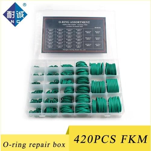420pcs Green FKM O Rings Rubber Kit 30Sizes O ring Seal Rubber Sealing O-rings Washer Gasket Set Assortment Set O ring Kit Box