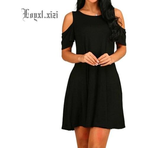 Spring summer Fashion hot style European and American womens solid color sexy short sleeve dress LQ0057