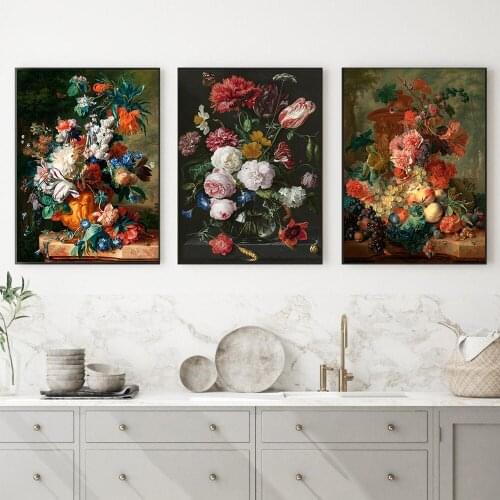 Vintage Classic Bouquet of Flower Poster and Print Canvas Painting Wall Art Picture for Living Room Home Cuadros Decoration