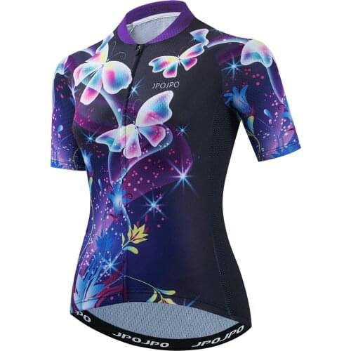 2021 Cycling Jersey Women Bike Mountain Road MTB Top Maillot Bicycle Shirt Short Sleeve Racing Team Blouse Female White Purple