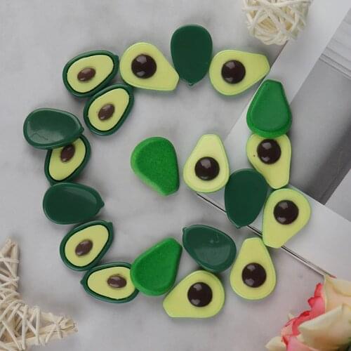10pcs Avocado Slices Slime Supplies Toy Addition For Fluffy Clear Slime Resin Fruit Slices Charms Accessories
